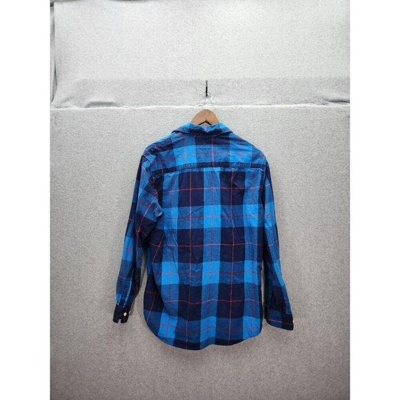 Crown & Ivy Classic Fit Blue Plaid Button-Down Shirt Medium - Picture 3 of 4